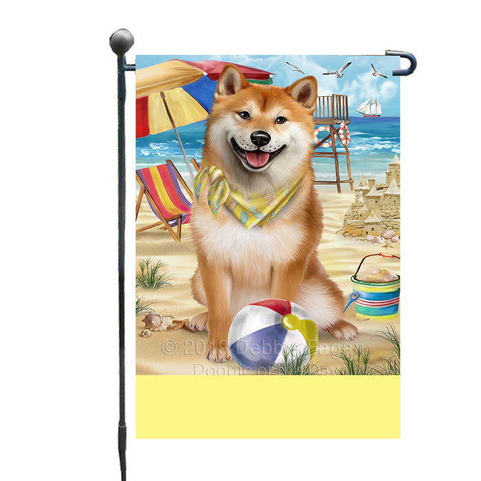 Personalized Pet Friendly Beach Shiba Inu Dog Custom Garden Flags GFLG-DOTD-A58420