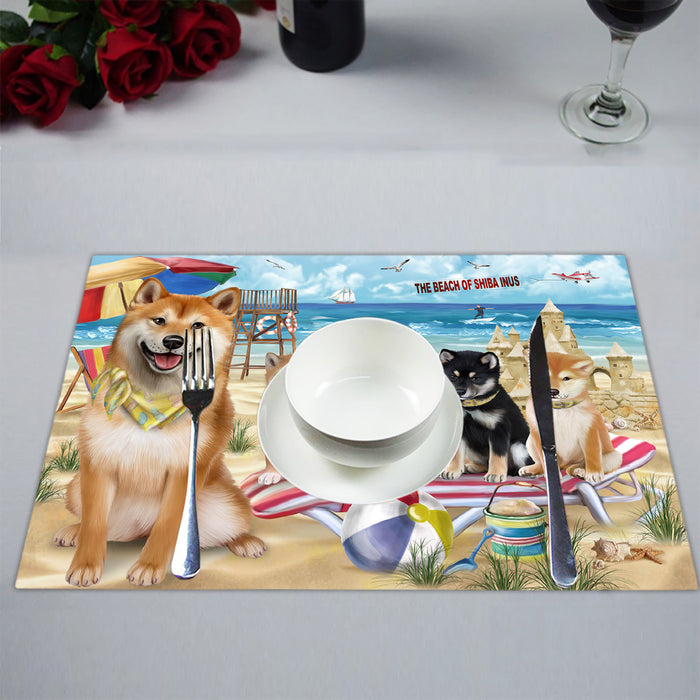 Pet Friendly Beach Shiba Inu Dogs Placemat