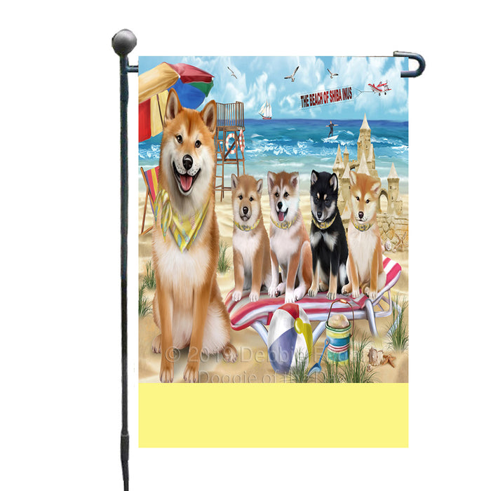 Personalized Pet Friendly Beach Shiba Inu Dogs Custom Garden Flags GFLG-DOTD-A58417