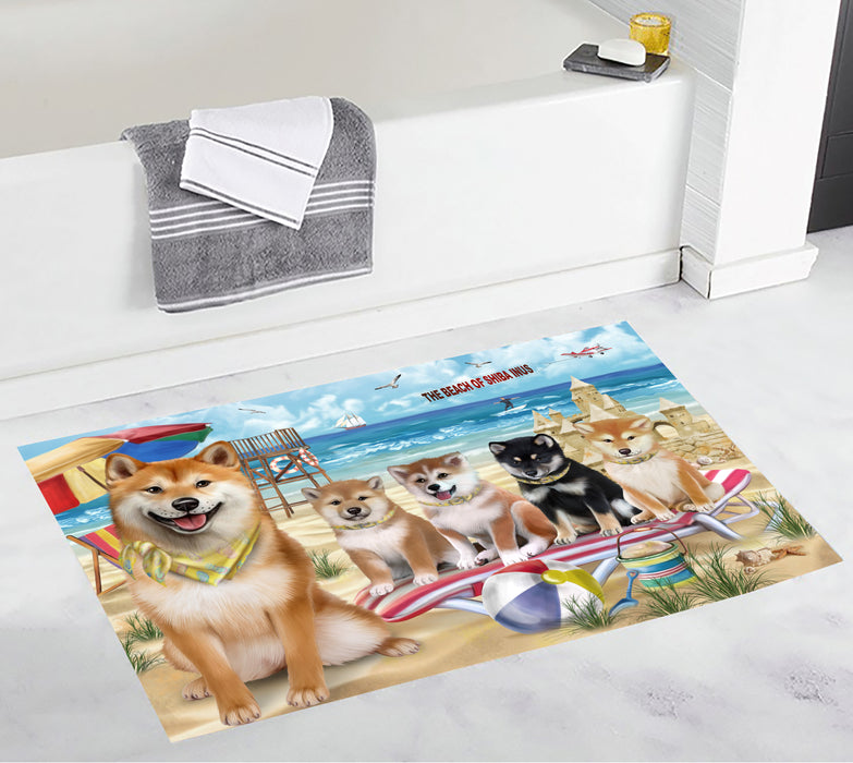 Pet Friendly Beach Shiba Inu Dogs Bath Mat