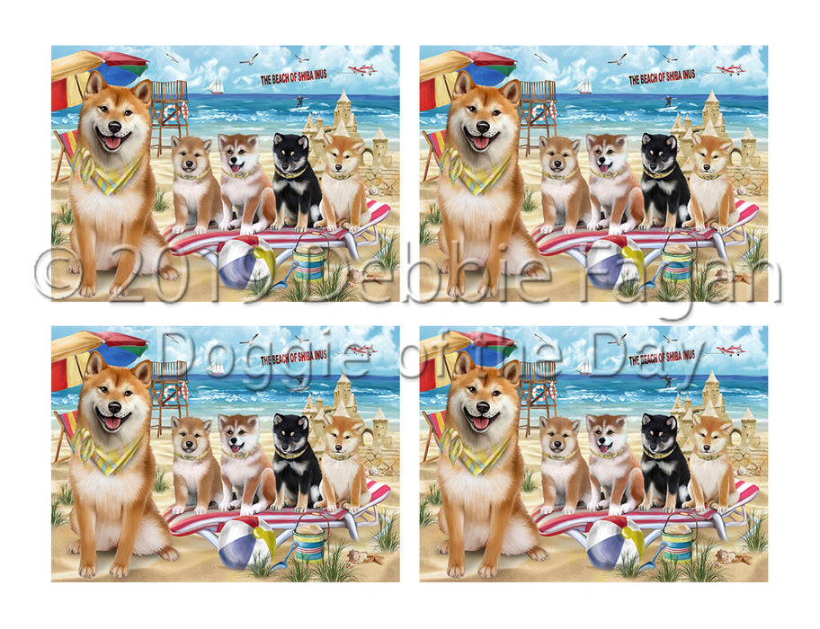 Pet Friendly Beach Shiba Inu Dogs Placemat