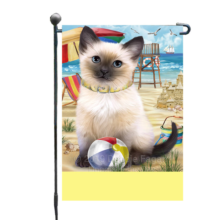 Personalized Pet Friendly Beach Siamese Cat Custom Garden Flags GFLG-DOTD-A58428