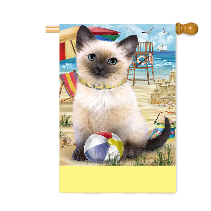 Personalized Pet Friendly Beach Siamese Cat Custom House Flag FLG-DOTD-A58484