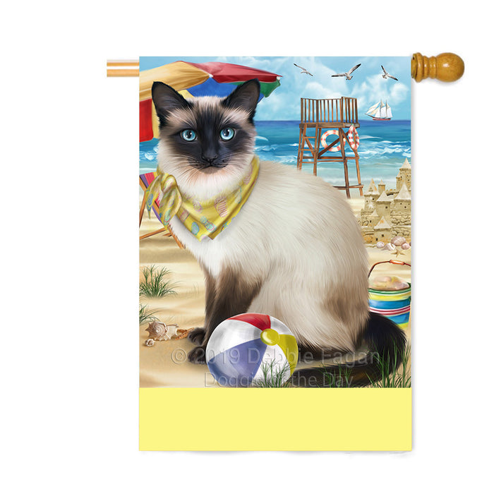Personalized Pet Friendly Beach Siamese Cat Custom House Flag FLG-DOTD-A58485