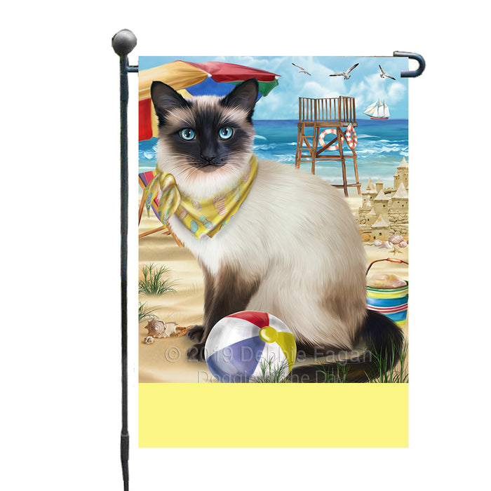 Personalized Pet Friendly Beach Siamese Cat Custom Garden Flags GFLG-DOTD-A58429