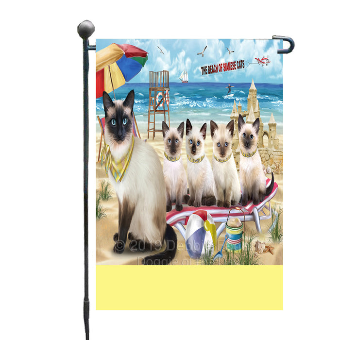 Personalized Pet Friendly Beach Siamese Cats Custom Garden Flags GFLG-DOTD-A58427