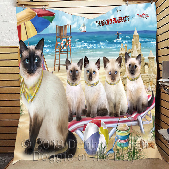 Pet Friendly Beach Siamese Cats Quilt