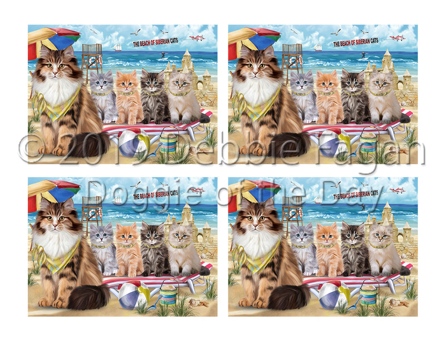 Pet Friendly Beach Siberian Cats Placemat