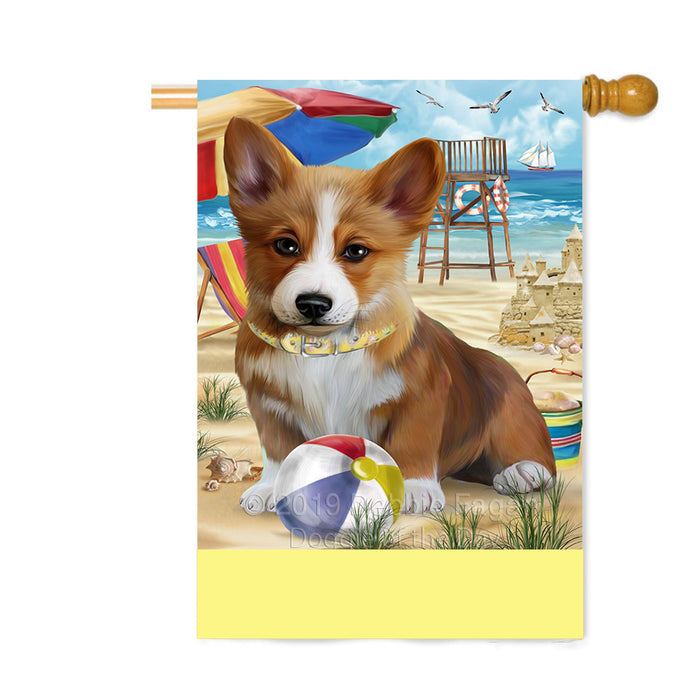 Personalized Pet Friendly Beach Welsh Corgi Dog Custom House Flag FLG-DOTD-A58531