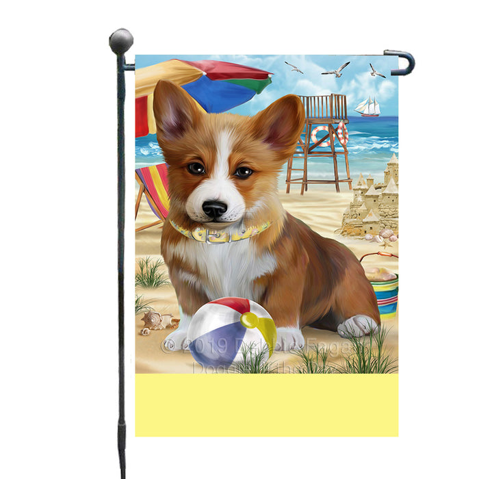 Personalized Pet Friendly Beach Welsh Corgi Dog Custom Garden Flags GFLG-DOTD-A58475