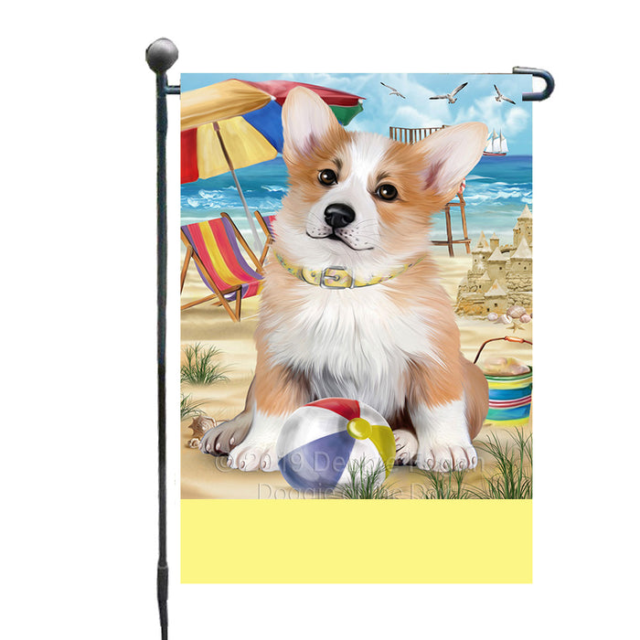 Personalized Pet Friendly Beach Welsh Corgi Dog Custom Garden Flags GFLG-DOTD-A58476