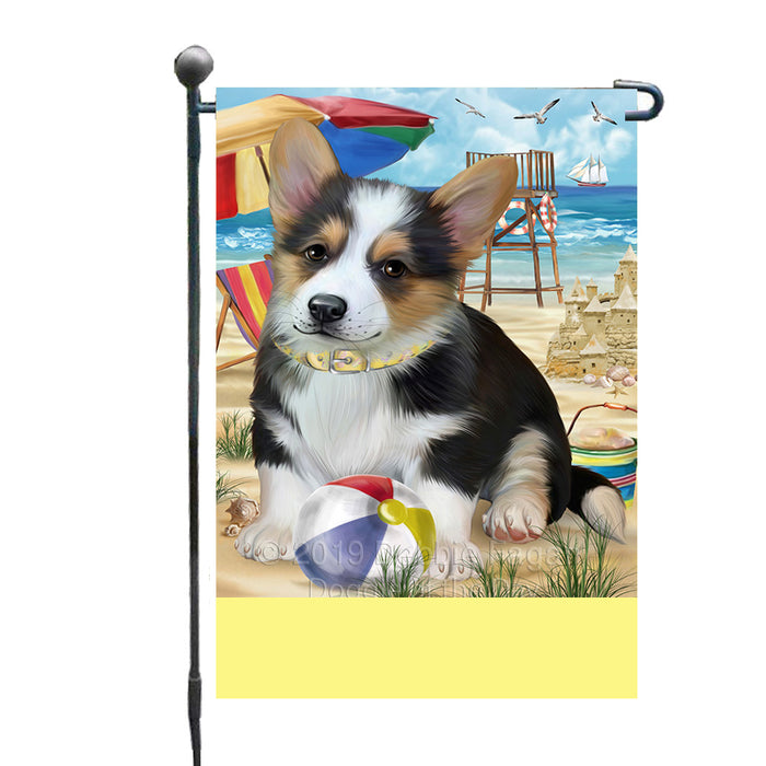 Personalized Pet Friendly Beach Welsh Corgi Dog Custom Garden Flags GFLG-DOTD-A58477