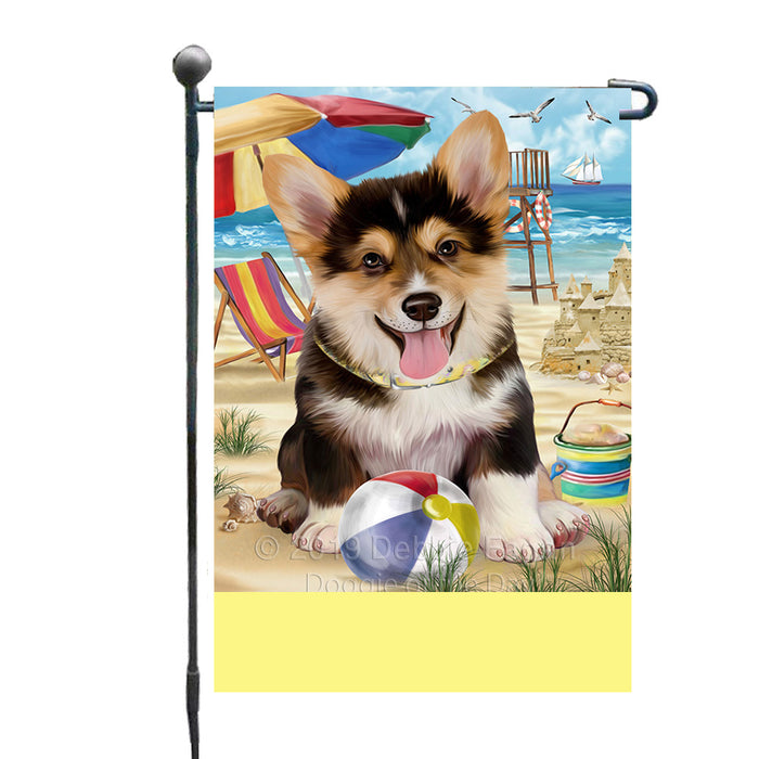 Personalized Pet Friendly Beach Welsh Corgi Dog Custom Garden Flags GFLG-DOTD-A58478