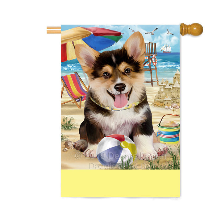 Personalized Pet Friendly Beach Welsh Corgi Dog Custom House Flag FLG-DOTD-A58534