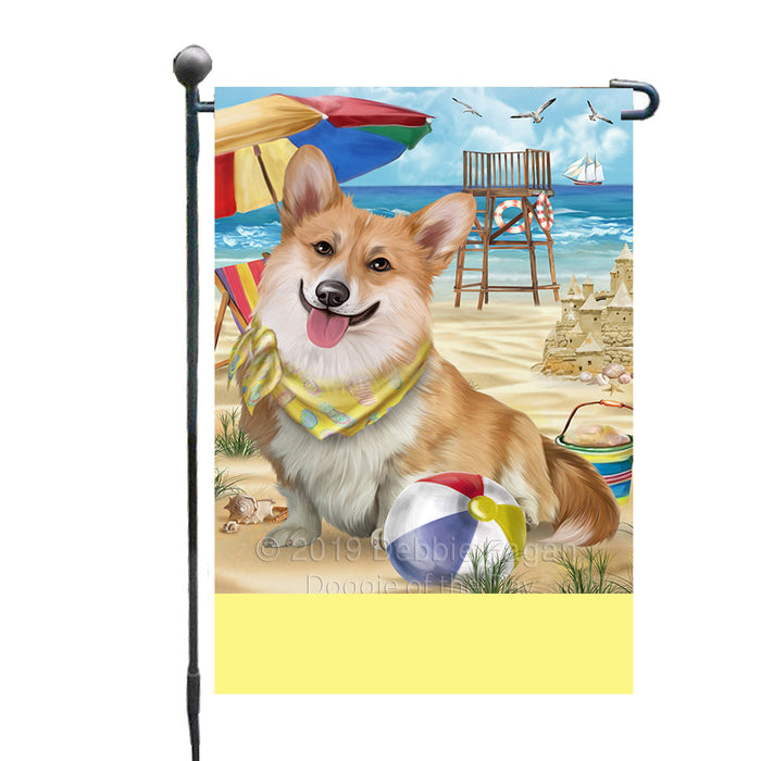 Personalized Pet Friendly Beach Welsh Corgi Dog Custom Garden Flags GFLG-DOTD-A58479