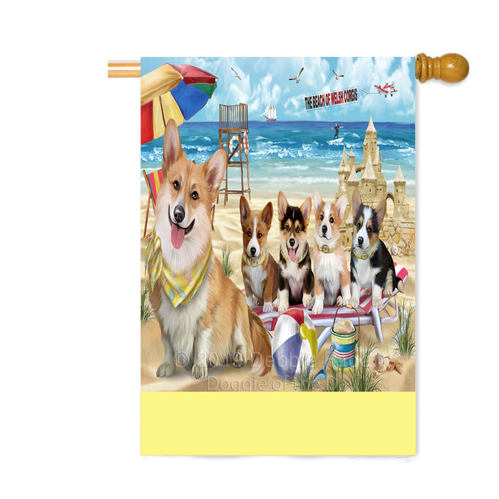 Personalized Pet Friendly Beach Welsh Corgi Dogs Custom House Flag FLG-DOTD-A58530