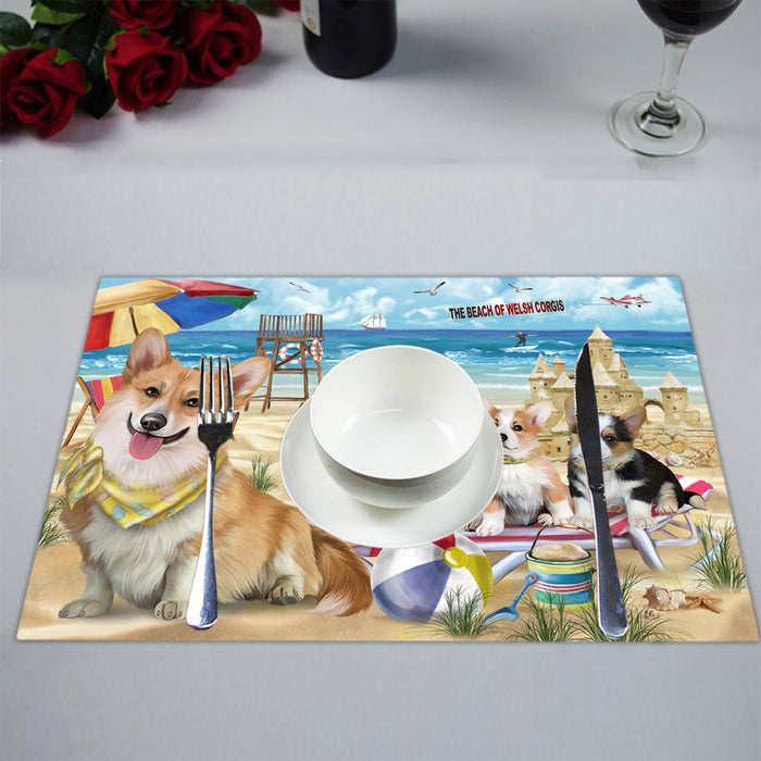 Pet Friendly Beach Welsh Corgi Dogs Placemat