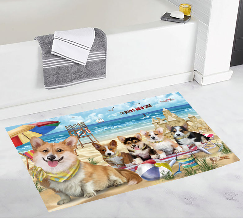 Pet Friendly Beach Welsh Corgi Dogs Bath Mat