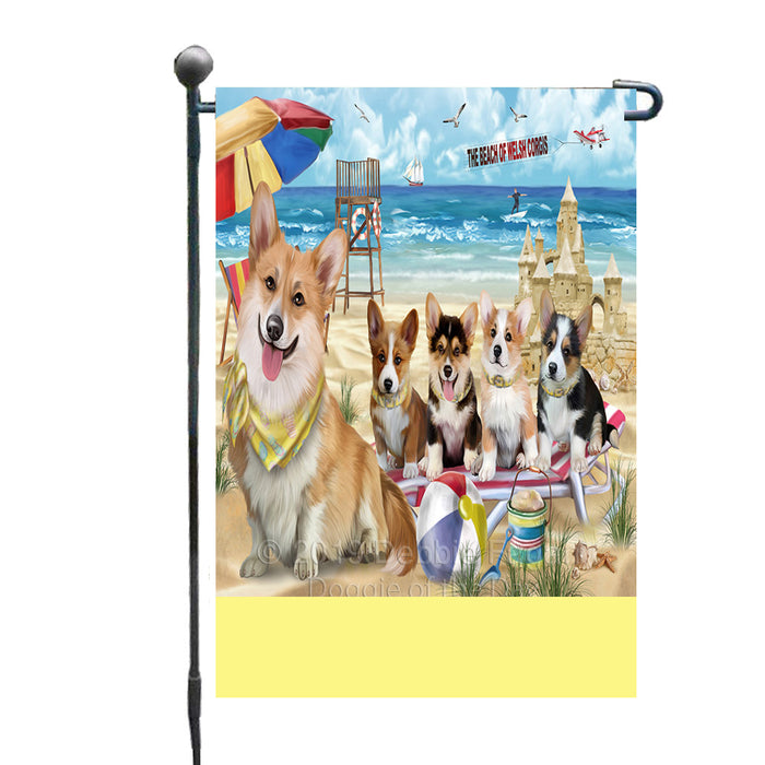 Personalized Pet Friendly Beach Welsh Corgi Dogs Custom Garden Flags GFLG-DOTD-A58474