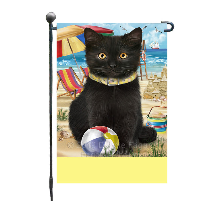 Personalized Pet Friendly Beach Black Cat Custom Garden Flags GFLG-DOTD-A58201
