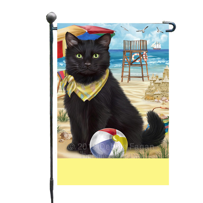 Personalized Pet Friendly Beach Black Cat Custom Garden Flags GFLG-DOTD-A58202