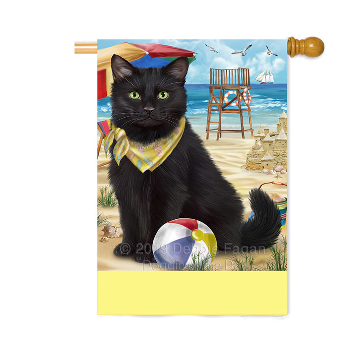 Personalized Pet Friendly Beach Black Cat Custom House Flag FLG-DOTD-A58258