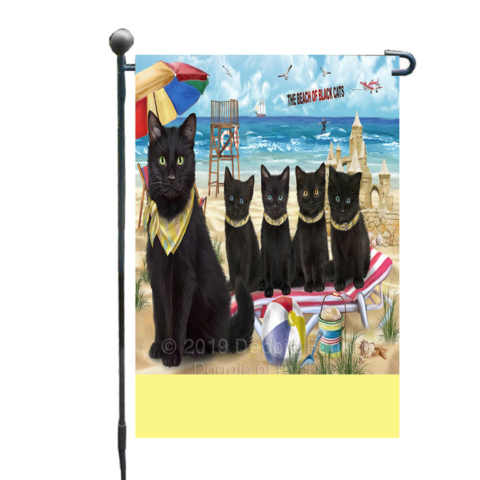 Personalized Pet Friendly Beach Black Cats Custom Garden Flags GFLG-DOTD-A58200
