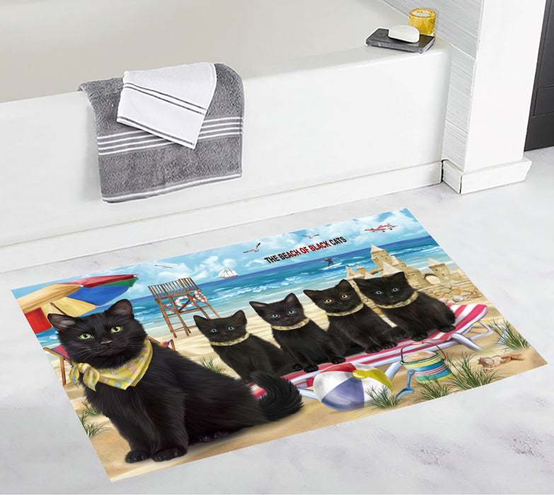 Pet Friendly Beach Black Cats Bath Mat