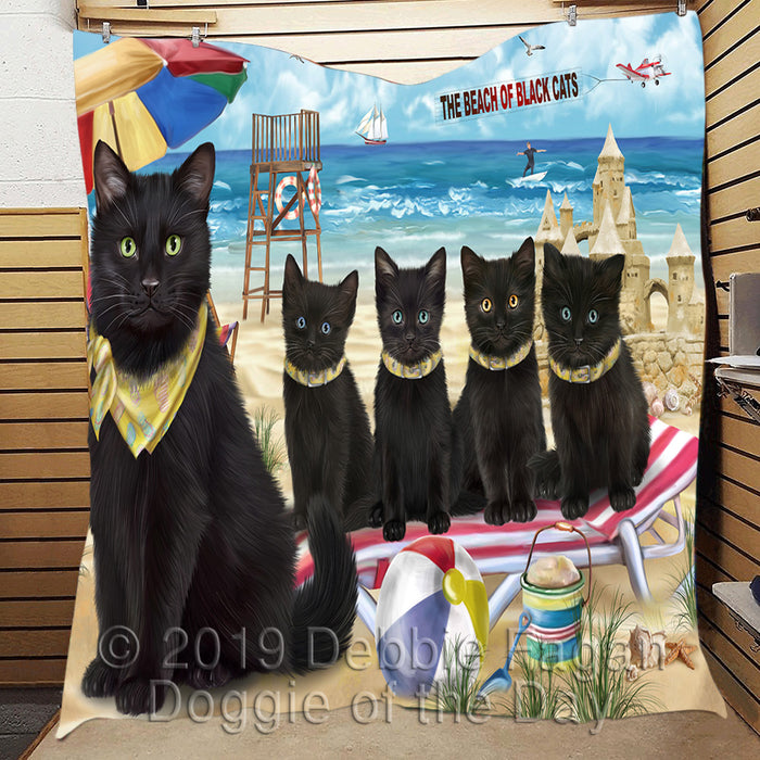 Pet Friendly Beach Black Cats Quilt