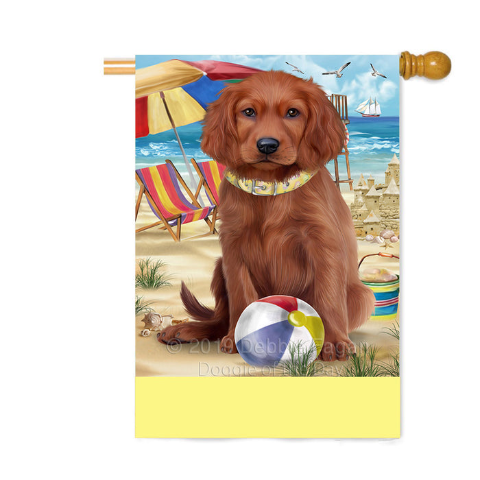 Personalized Pet Friendly Beach Irish Red Setter Dog Custom House Flag FLG-DOTD-A58271