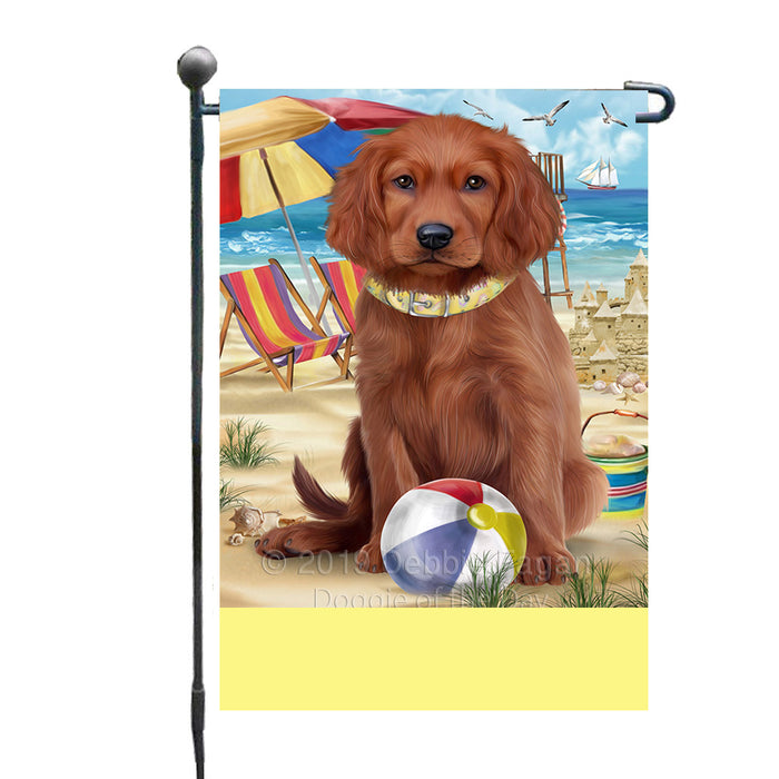Personalized Pet Friendly Beach Irish Red Setter Dog Custom Garden Flags GFLG-DOTD-A58215