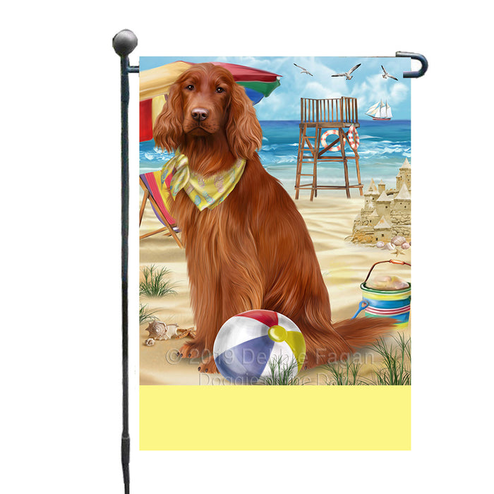 Personalized Pet Friendly Beach Irish Red Setter Dog Custom Garden Flags GFLG-DOTD-A58216