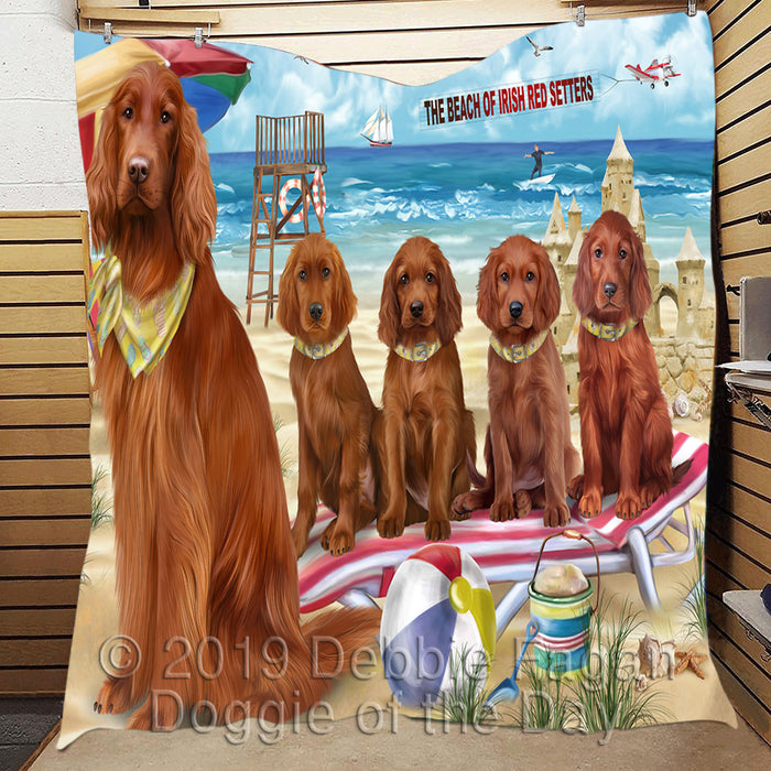 Pet Friendly Beach Irish Red Setter Dogs Quilt