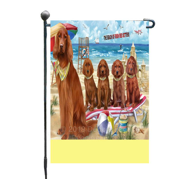 Personalized Pet Friendly Beach Irish Red Setter Dogs Custom Garden Flags GFLG-DOTD-A58214