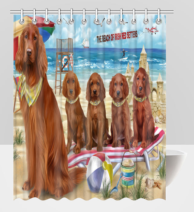 Pet Friendly Beach Irish Red Setter Dogs Shower Curtain