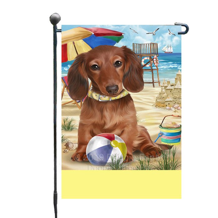 Personalized Pet Friendly Beach Dachshund Dog Custom Garden Flags GFLG-DOTD-A58204