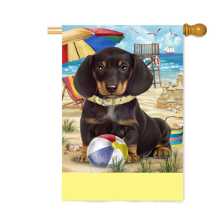 Personalized Pet Friendly Beach Dachshund Dog Custom House Flag FLG-DOTD-A58261
