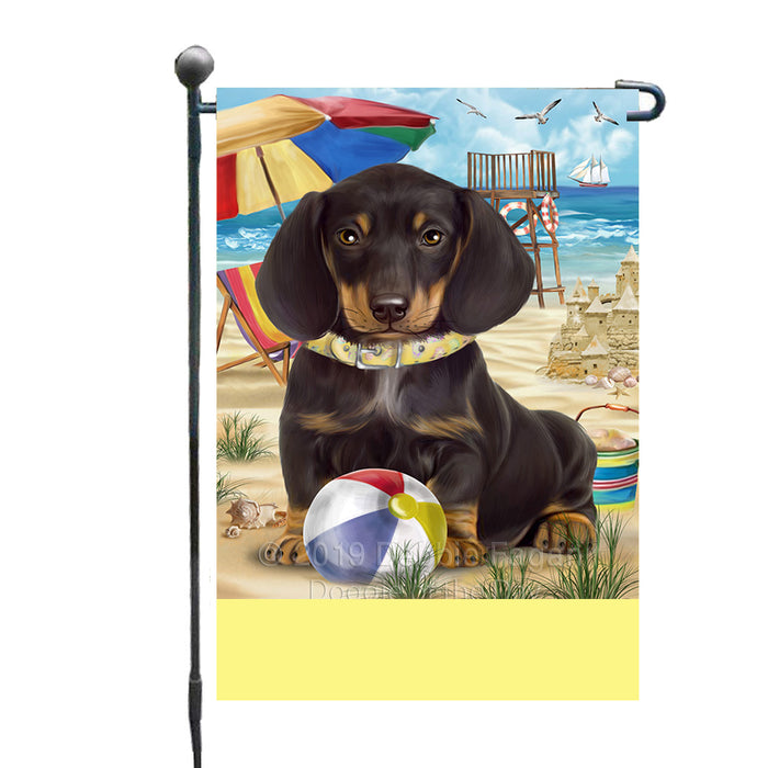 Personalized Pet Friendly Beach Dachshund Dog Custom Garden Flags GFLG-DOTD-A58205
