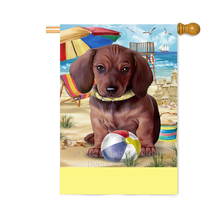 Personalized Pet Friendly Beach Dachshund Dog Custom House Flag FLG-DOTD-A58262