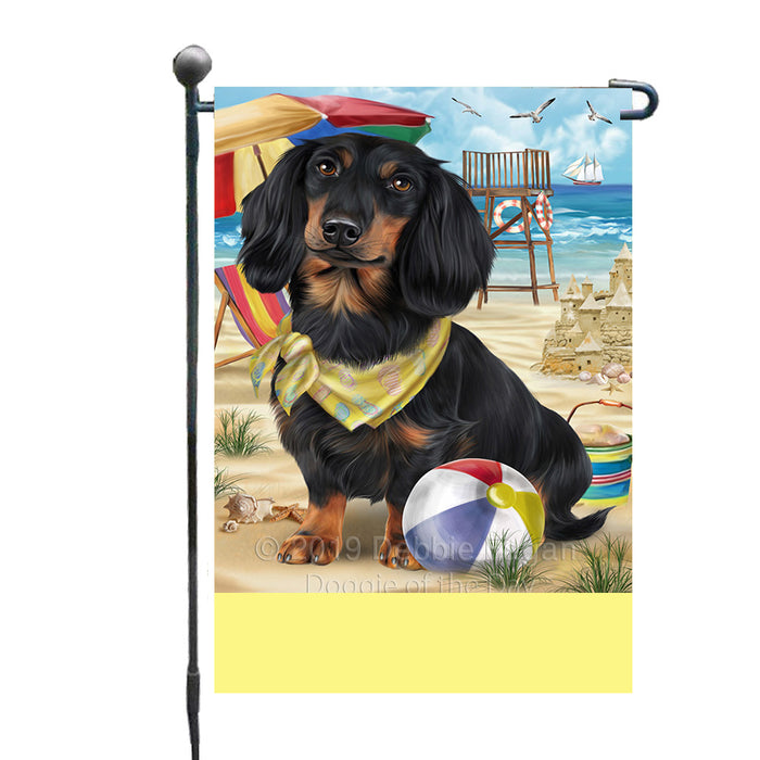Personalized Pet Friendly Beach Dachshund Dog Custom Garden Flags GFLG-DOTD-A58207