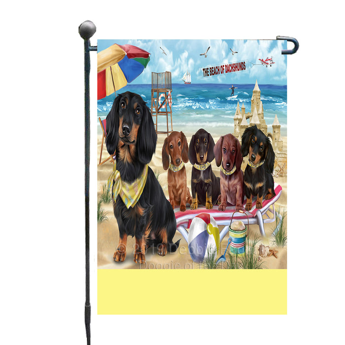 Personalized Pet Friendly Beach Dachshund Dogs Custom Garden Flags GFLG-DOTD-A58203