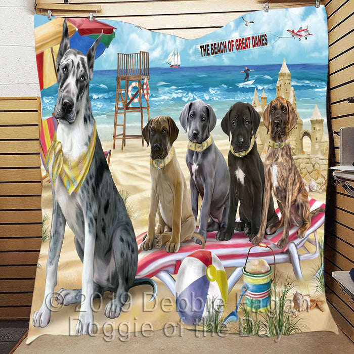 Pet Friendly Beach Great Dane Dogs Quilt