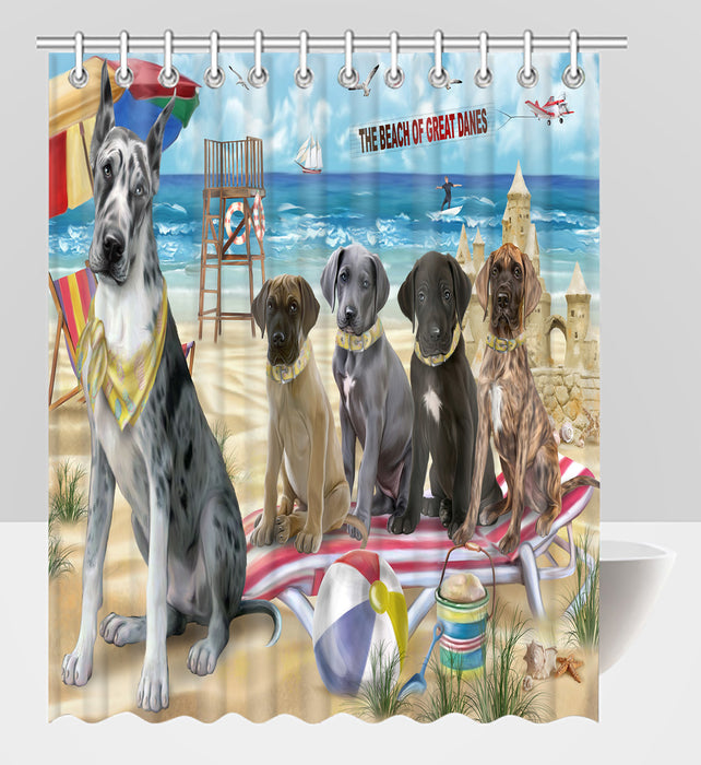 Pet Friendly Beach Great Dane Dogs Shower Curtain