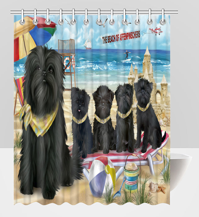Pet Friendly Beach Affenpinscher Dogs Shower Curtain
