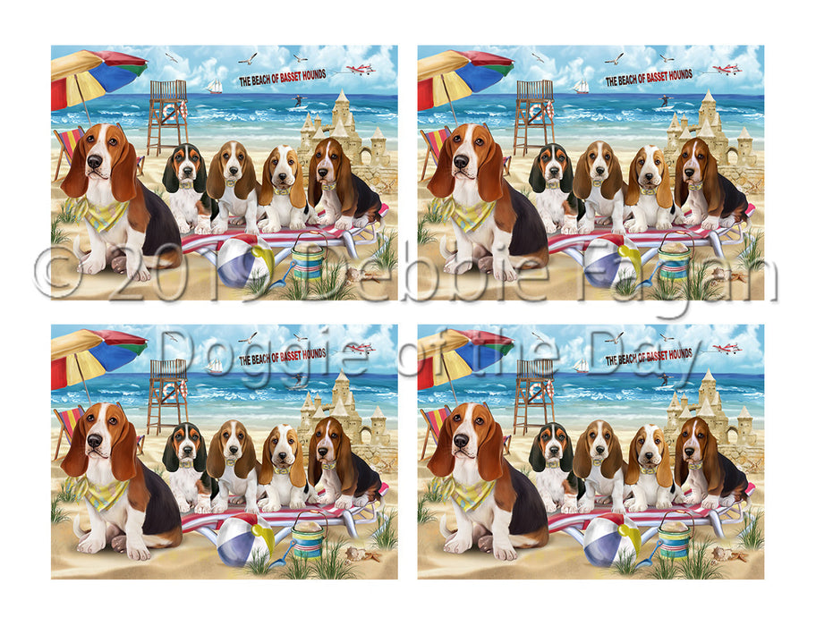 Pet Friendly Beach Basset Hound Dogs Placemat