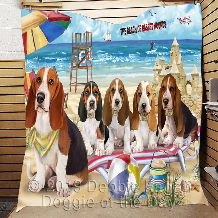 Pet Friendly Beach Basset Hound Dogs Quilt