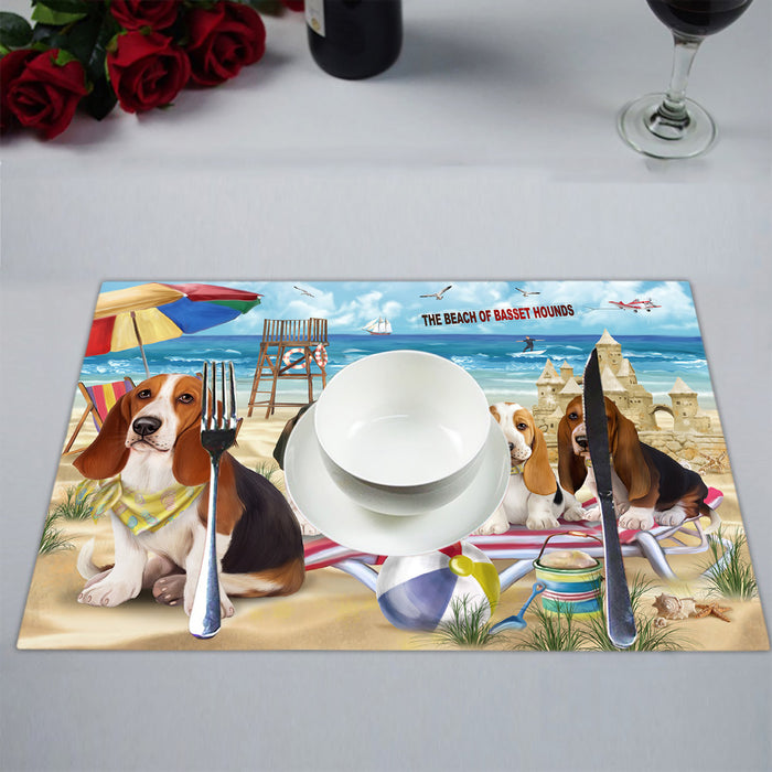 Pet Friendly Beach Basset Hound Dogs Placemat