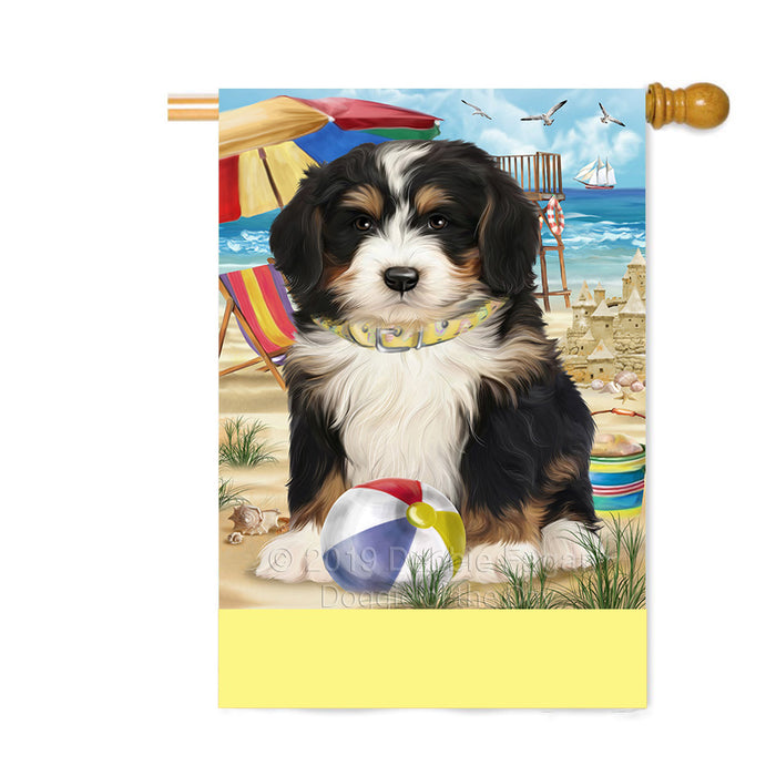 Personalized Pet Friendly Beach Bernedoodle Dog Custom House Flag FLG-DOTD-A58322