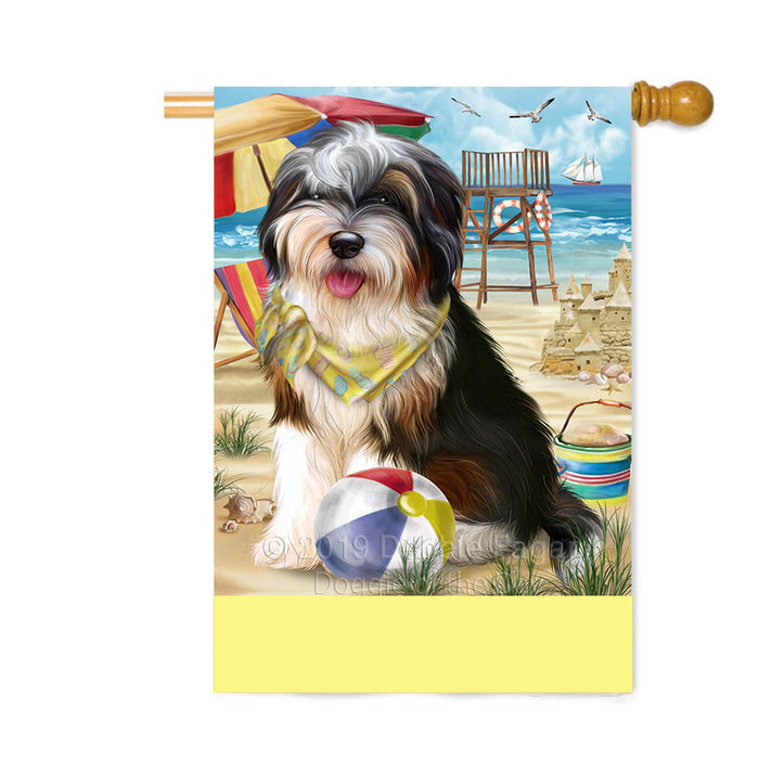 Personalized Pet Friendly Beach Bernedoodle Dog Custom House Flag FLG-DOTD-A58323