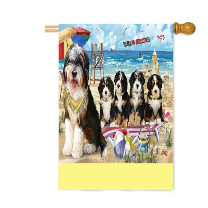 Personalized Pet Friendly Beach Bernedoodle Dogs Custom House Flag FLG-DOTD-A58321